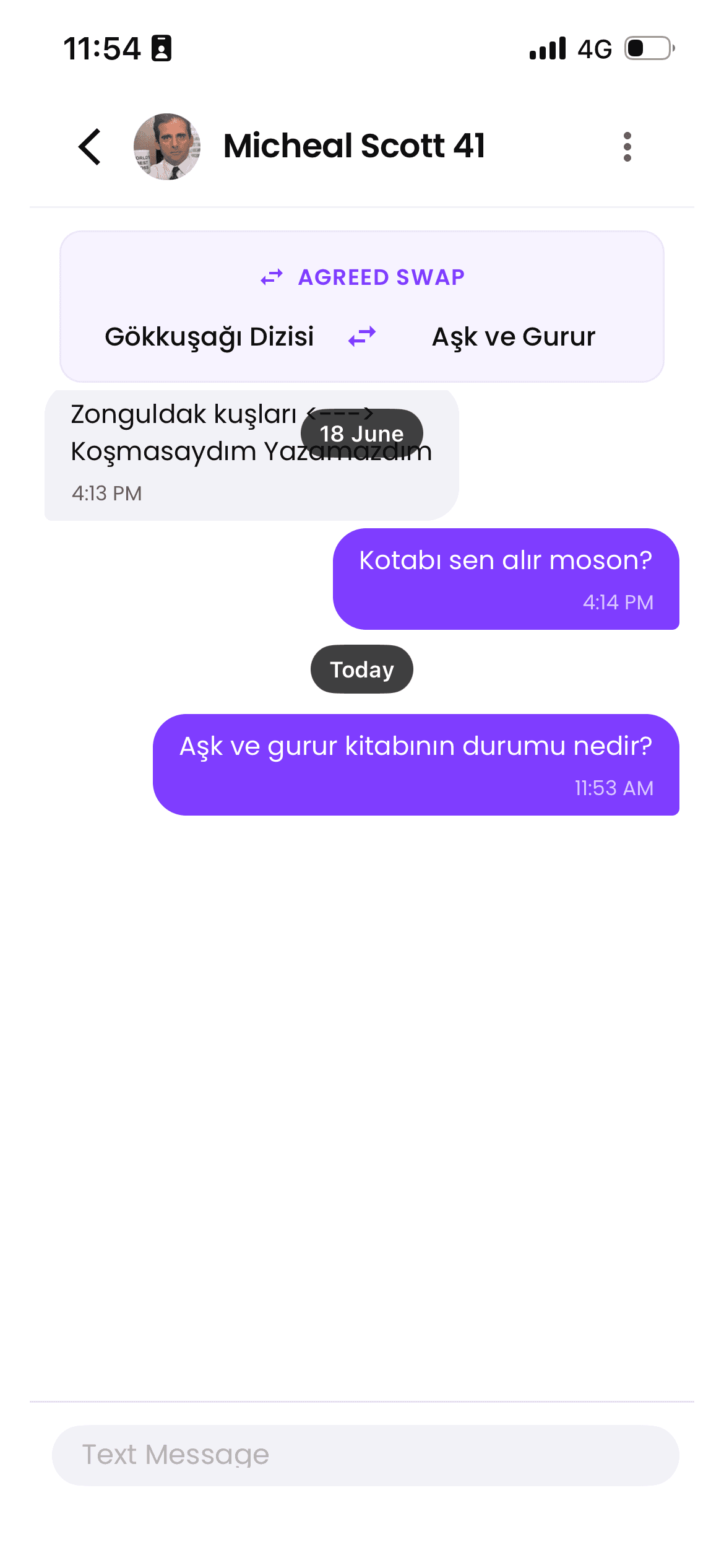 Chat tied to each swap