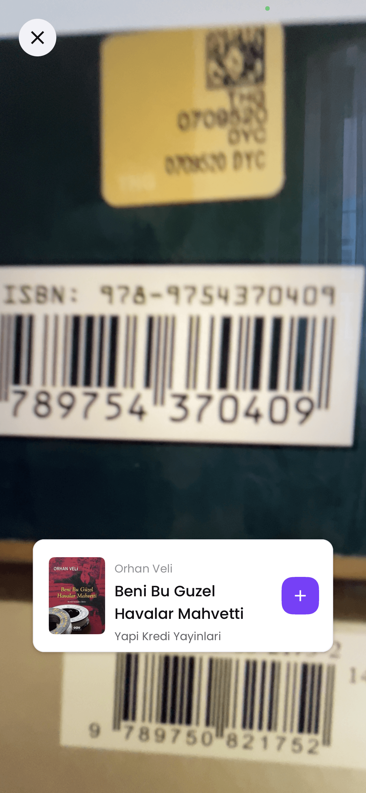 Barcode scan — add a book by ISBN