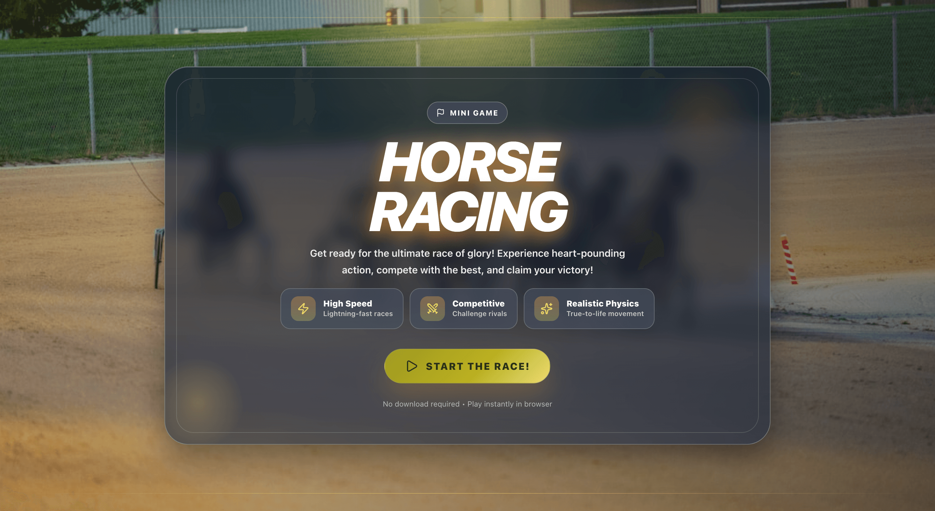 At The Races – Landing screen